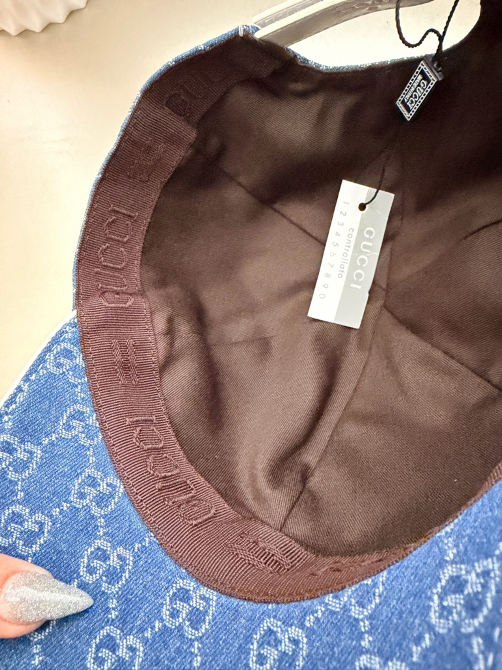 New Gucci  Blue Denim GG Baseball cap with Web detail size M - Picture 4 of 8